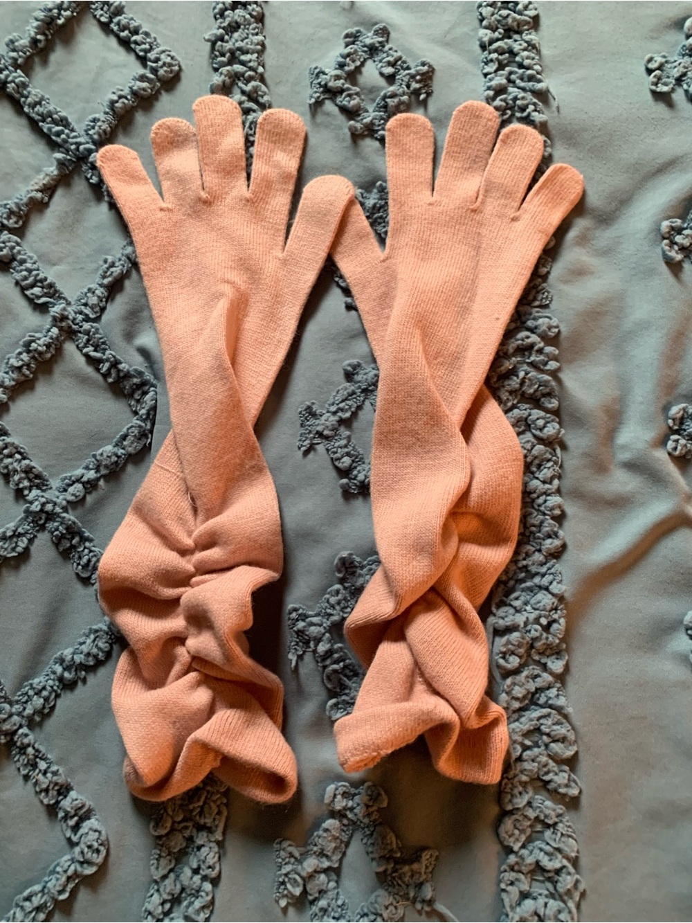Pale Pink Vintage-Style Opera Gloves with Ruched Arms